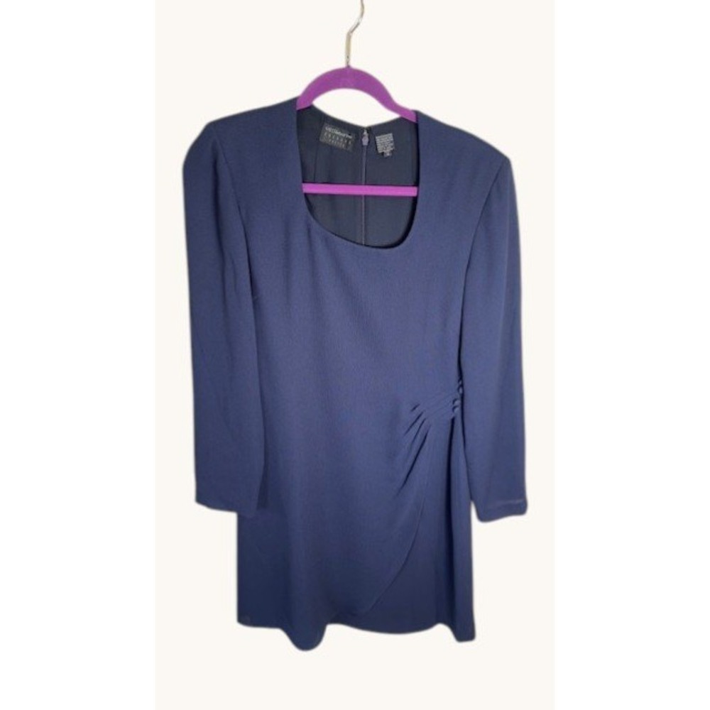 Liz Claiborne Petites Navy Blue Long Sleeve Ruched Sheath Dress‎ Size 12P